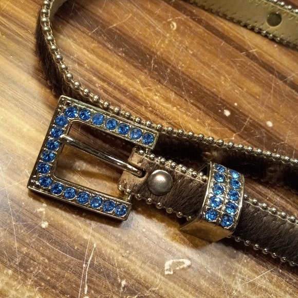 B.B.Simon blue crystals faux hide belt XL 39\